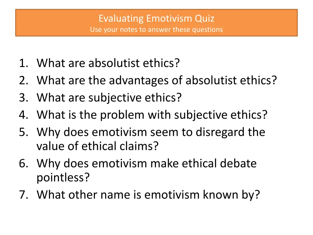 evaluating emotivism quiz use your notes