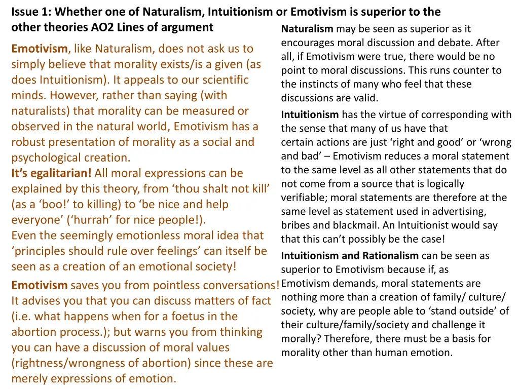 issue 1 whether one of naturalism intuitionism