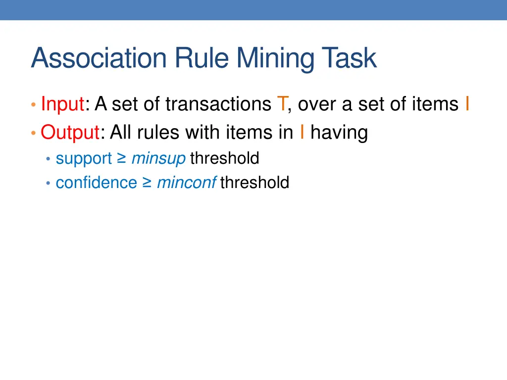 association rule mining task