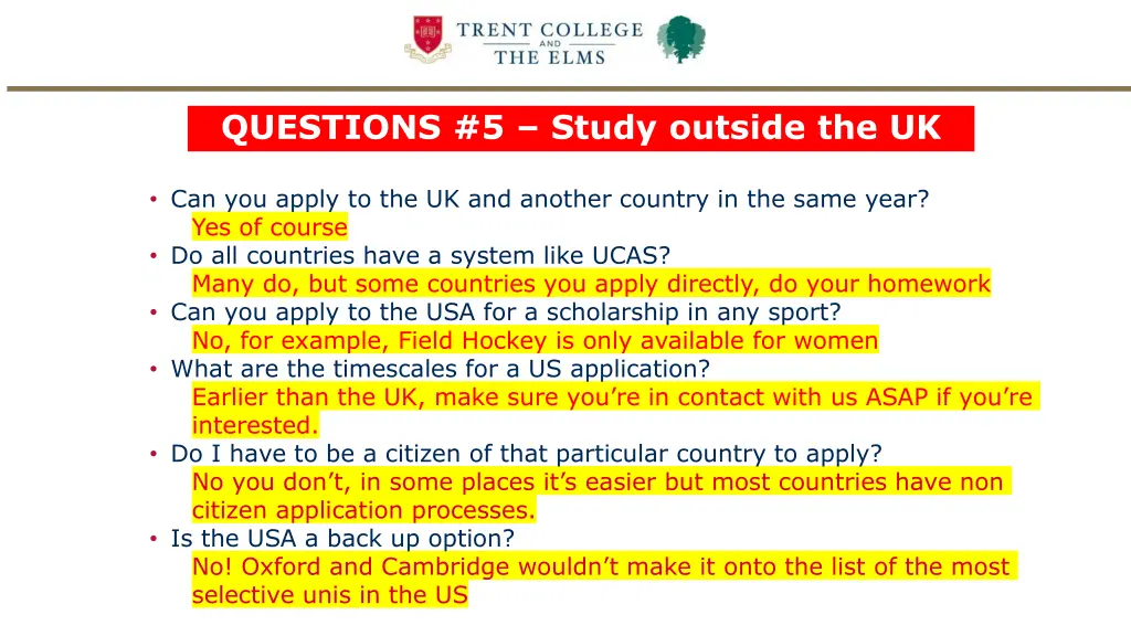 questions 5 study outside the uk