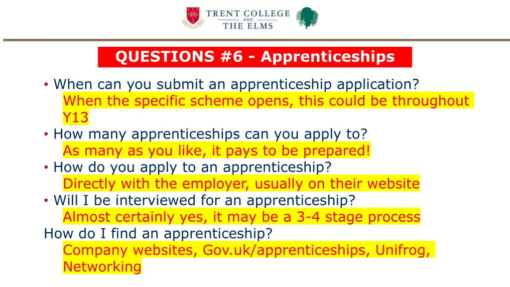 questions 6 apprenticeships