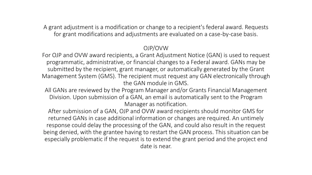 a grant adjustment is a modification or change