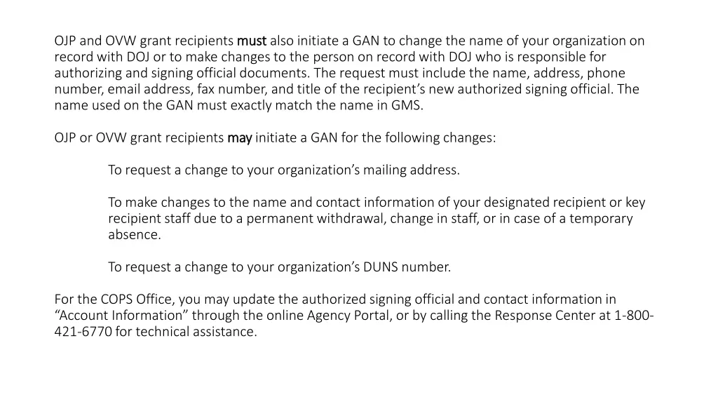 ojp and ovw grant recipients must record with