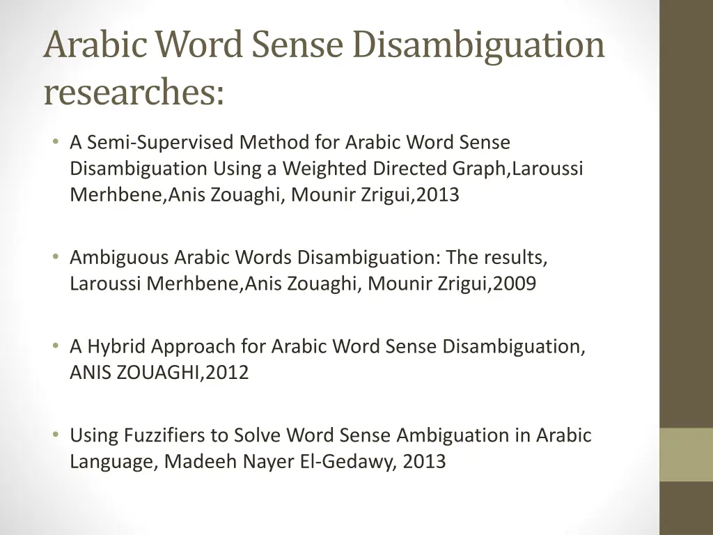 arabic word sense disambiguation researches