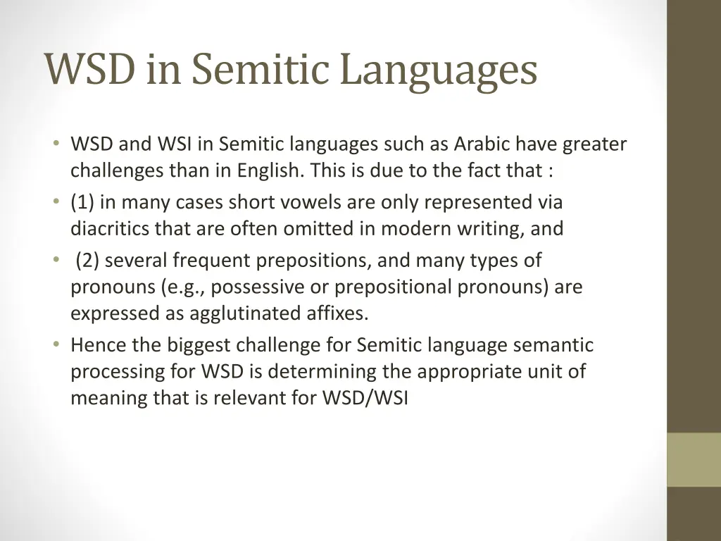 wsd in semitic languages