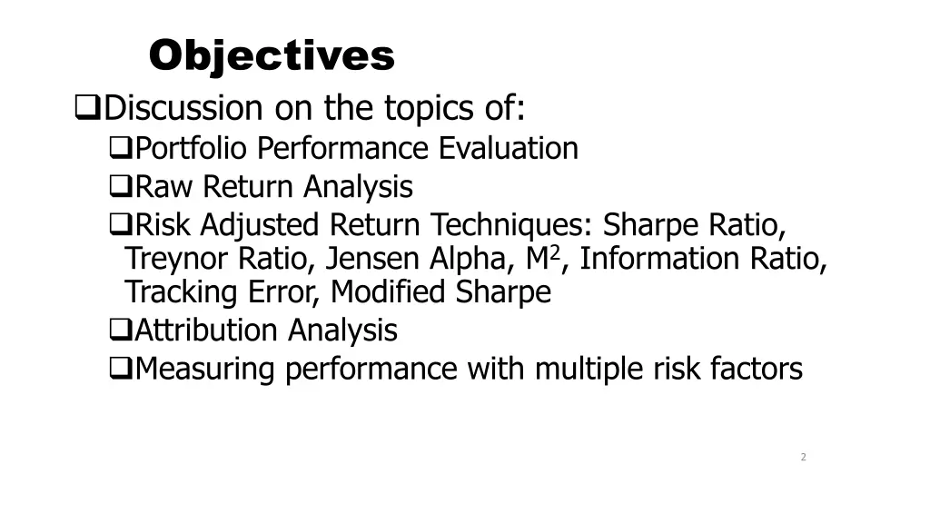 objectives discussion on the topics of portfolio