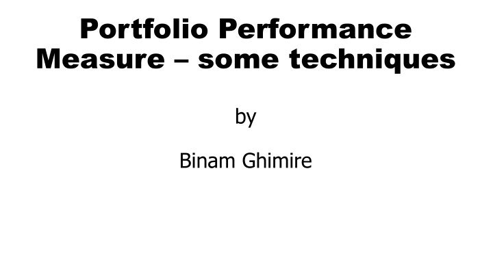 portfolio performance measure some techniques