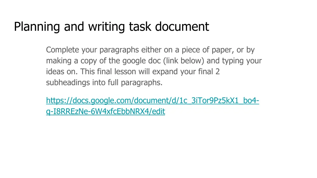 planning and writing task document