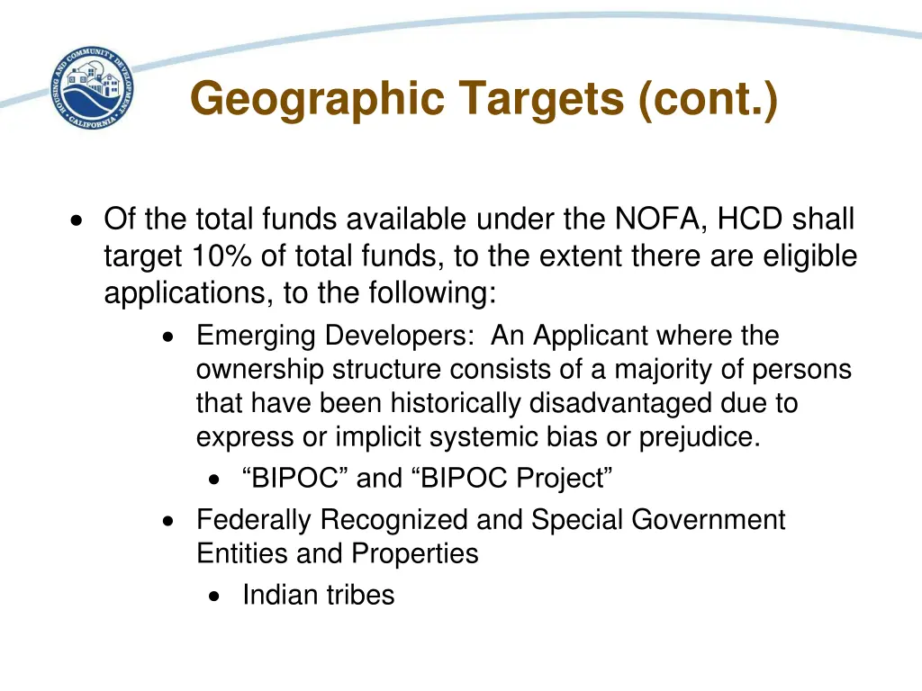 geographic targets cont