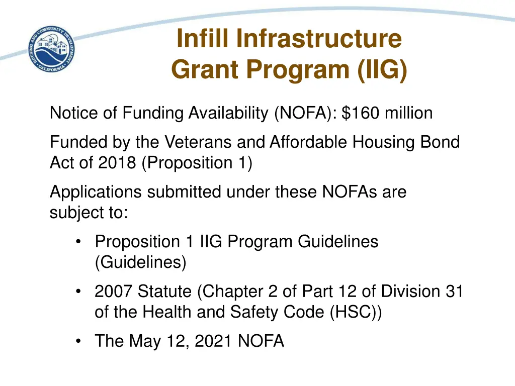 infill infrastructure grant program iig