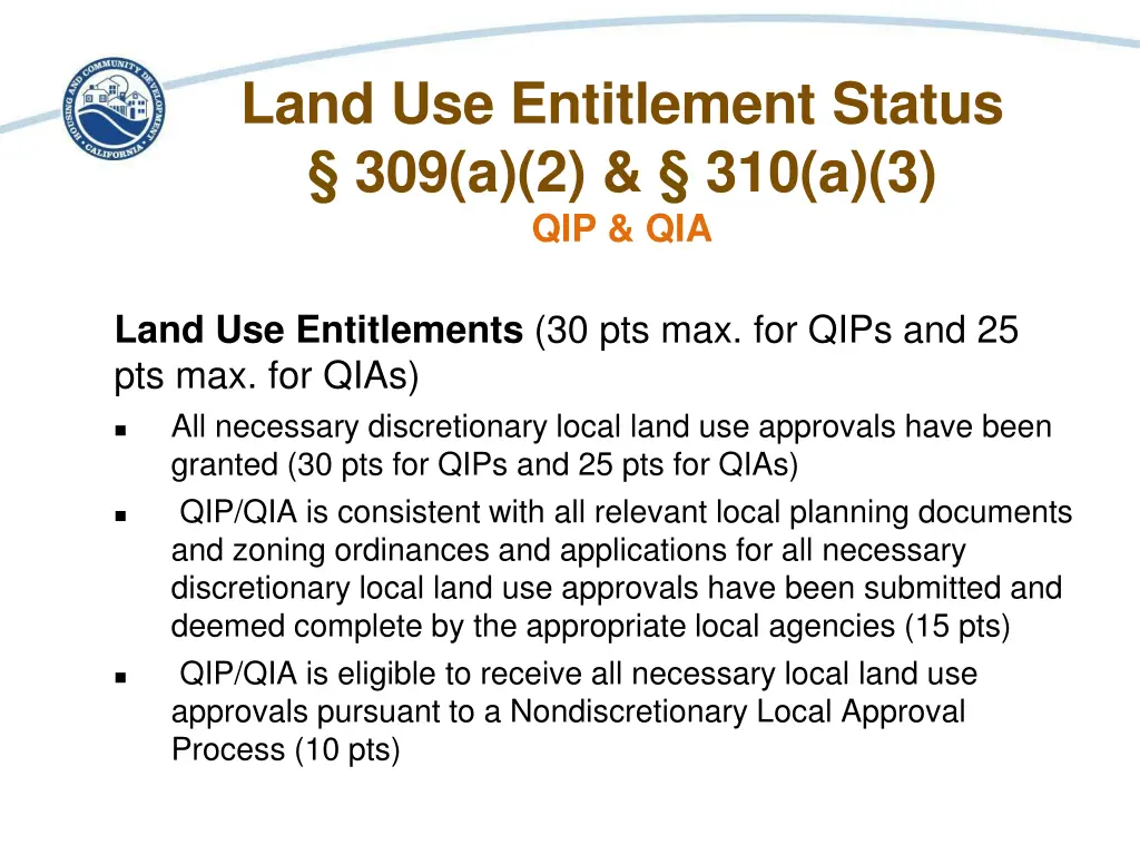 land use entitlement status