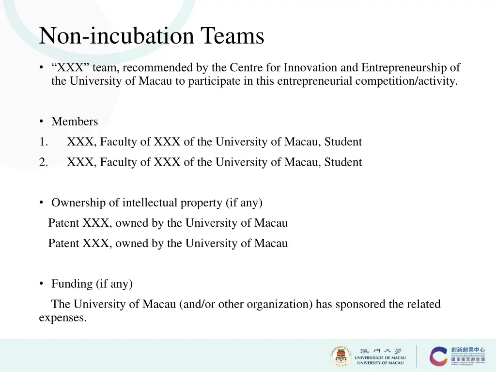 non incubation teams