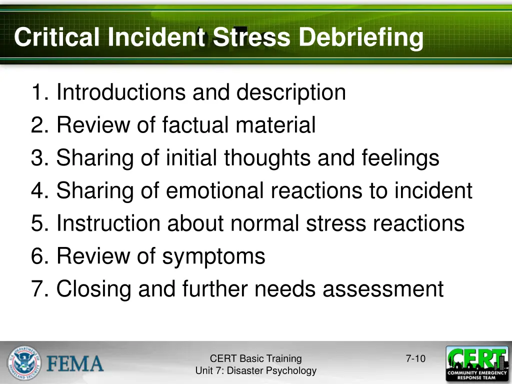 critical incident stress debriefing