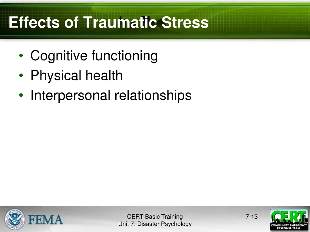 effects of traumatic stress