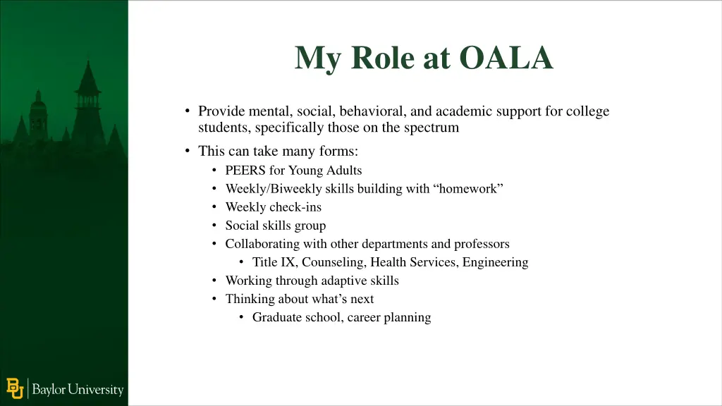 my role at oala