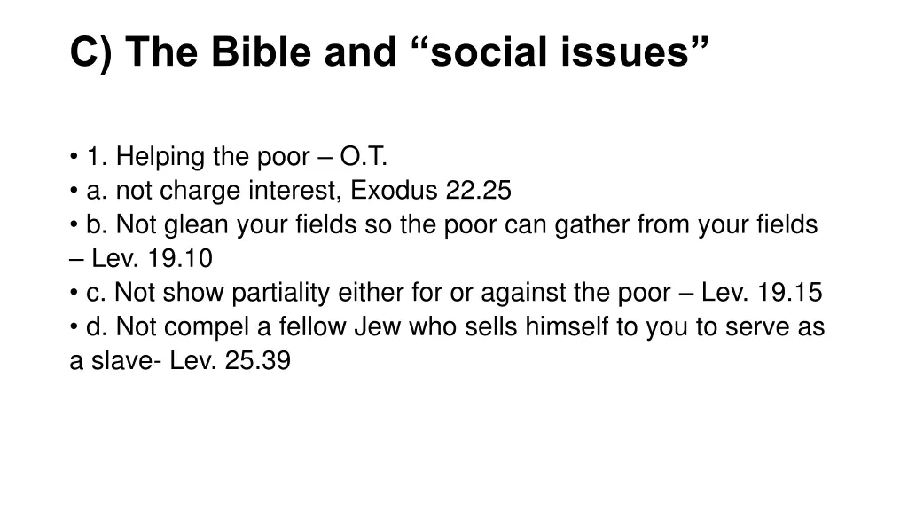 c the bible and social issues