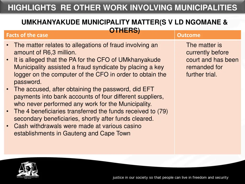 highlights re other work involving municipalities 2