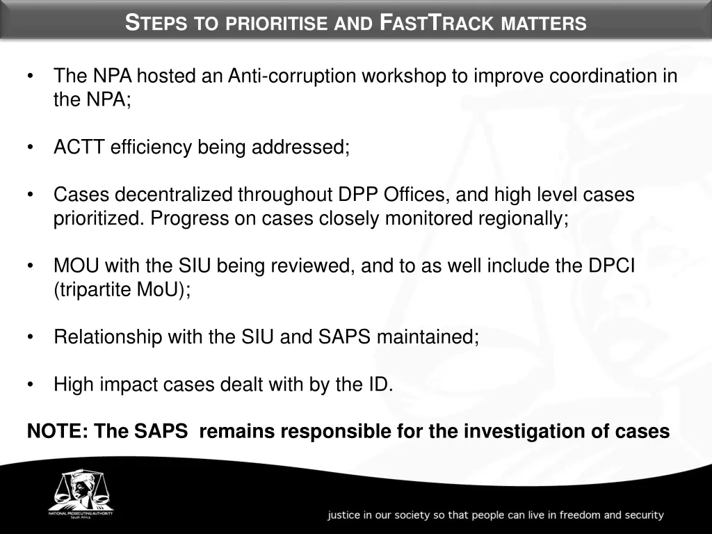 s teps to prioritise and f ast t rack matters