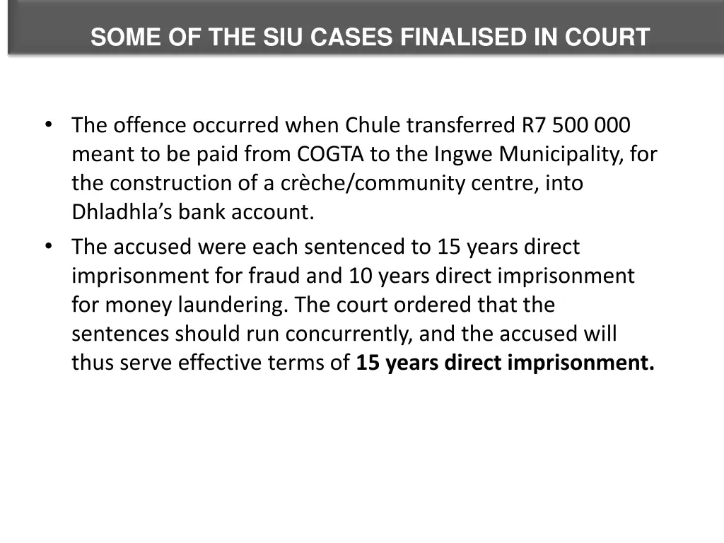 some of the siu cases finalised in court 1