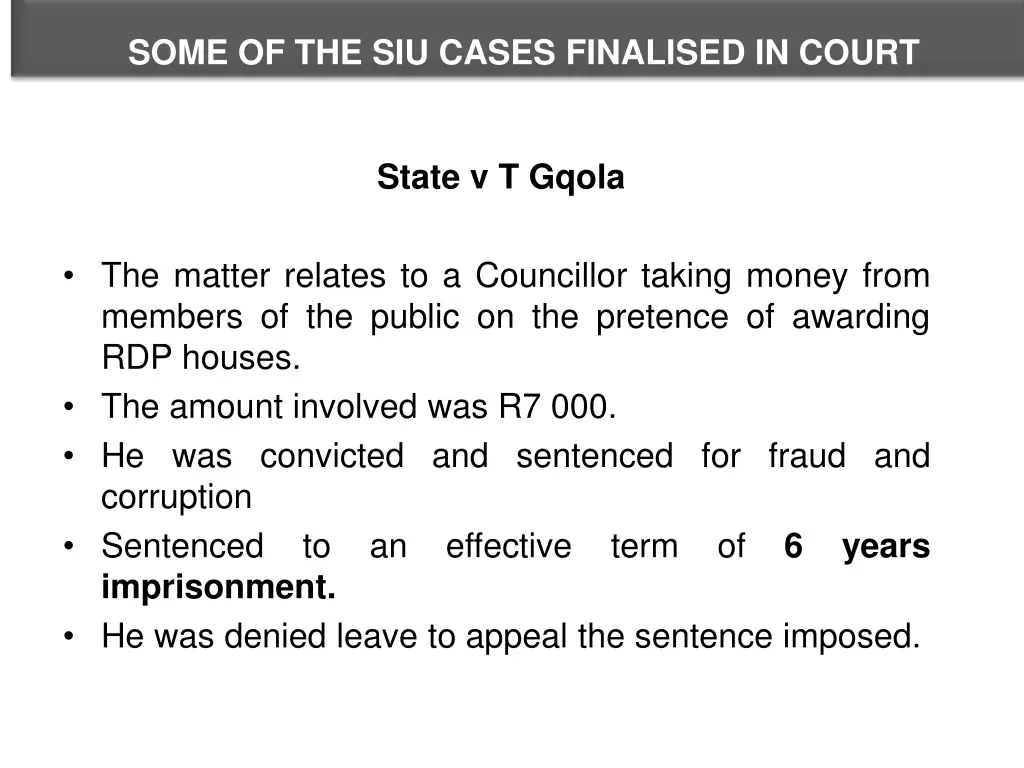 some of the siu cases finalised in court 2