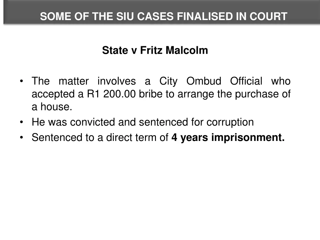 some of the siu cases finalised in court 3