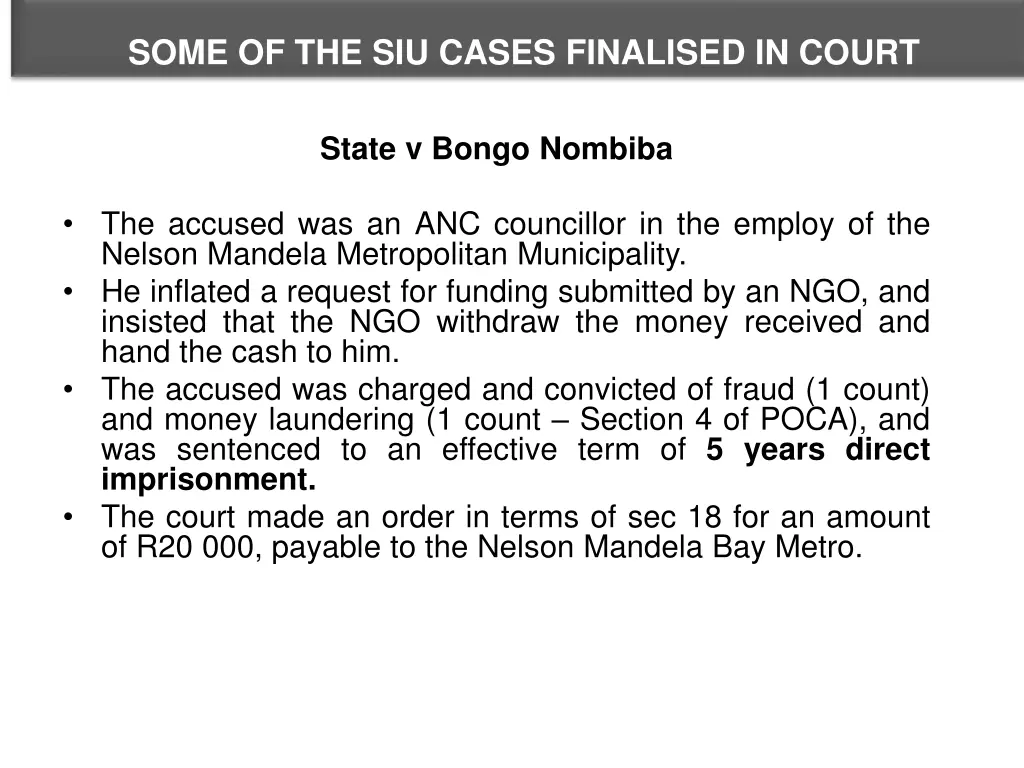 some of the siu cases finalised in court 5