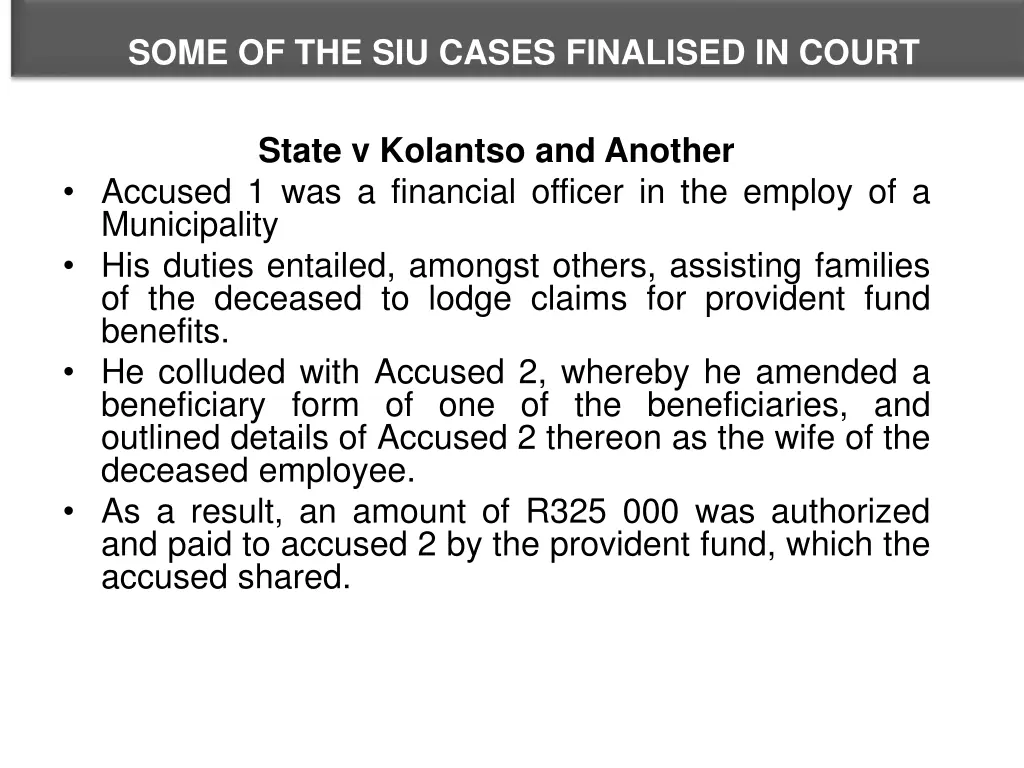 some of the siu cases finalised in court 6