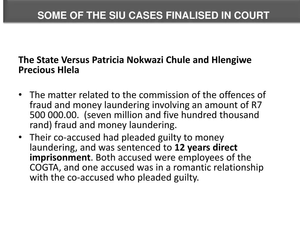 some of the siu cases finalised in court