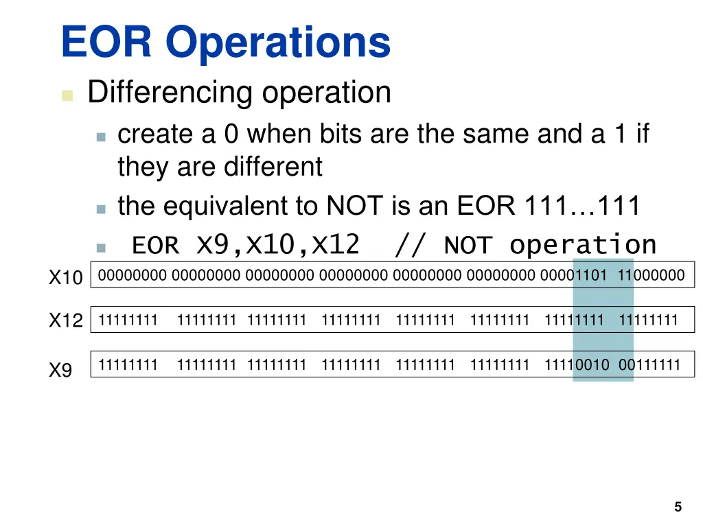 eor operations differencing operation create