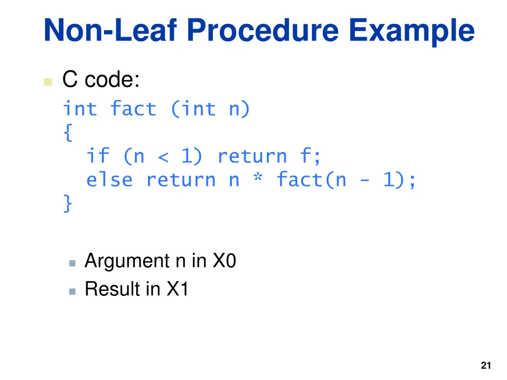 non leaf procedure example