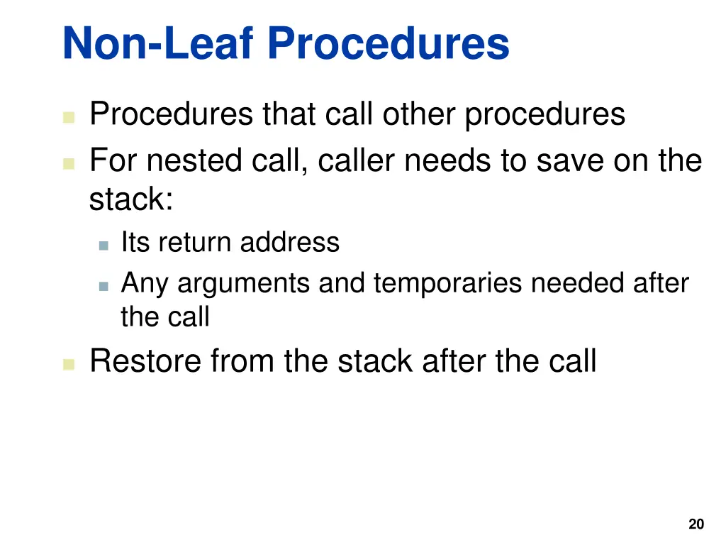 non leaf procedures