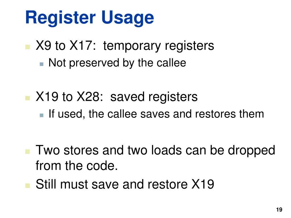 register usage