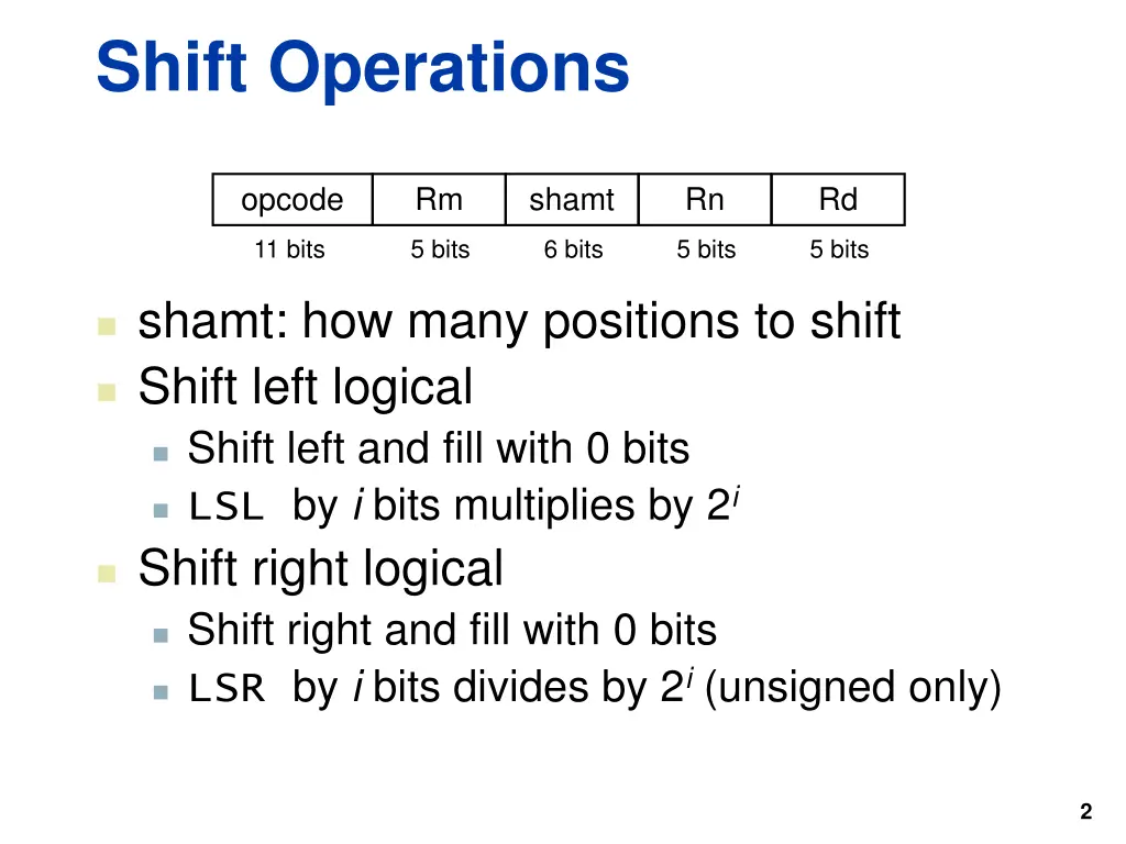 shift operations