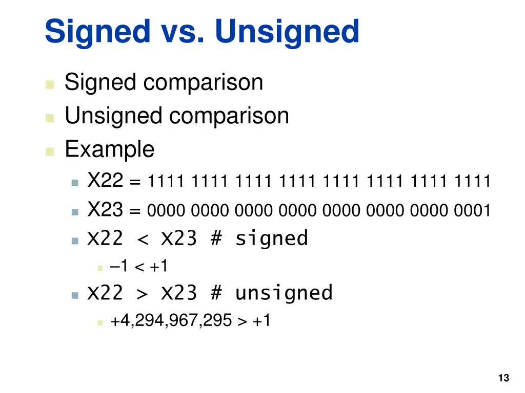 signed vs unsigned