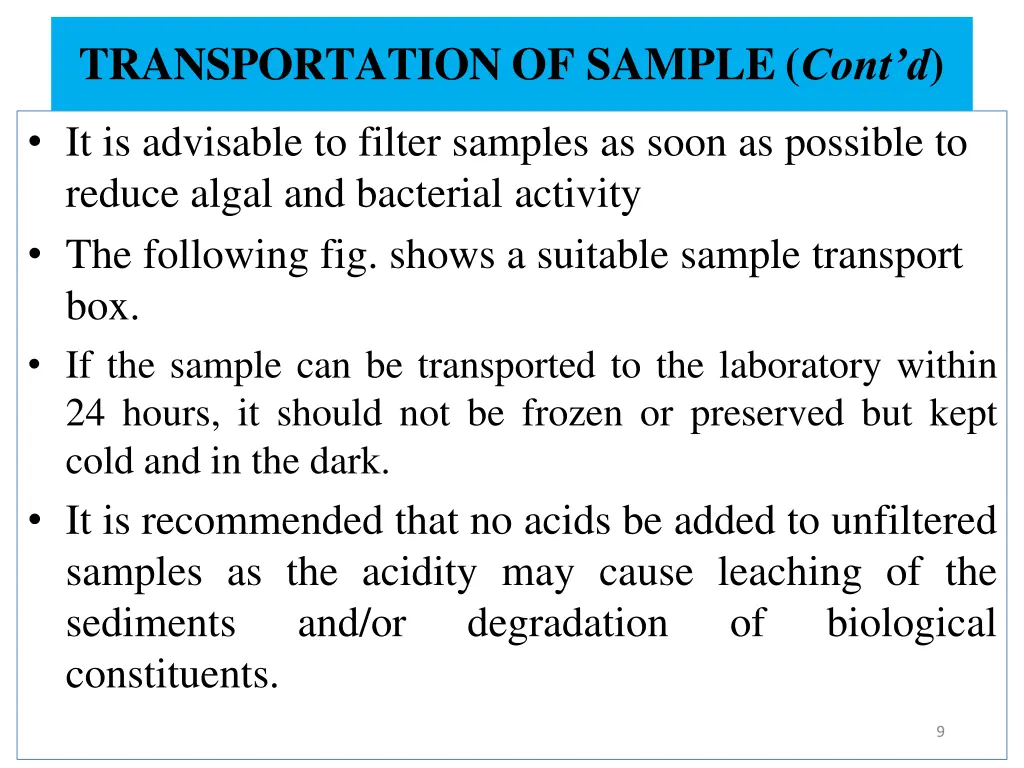 transportation of sample cont d 1