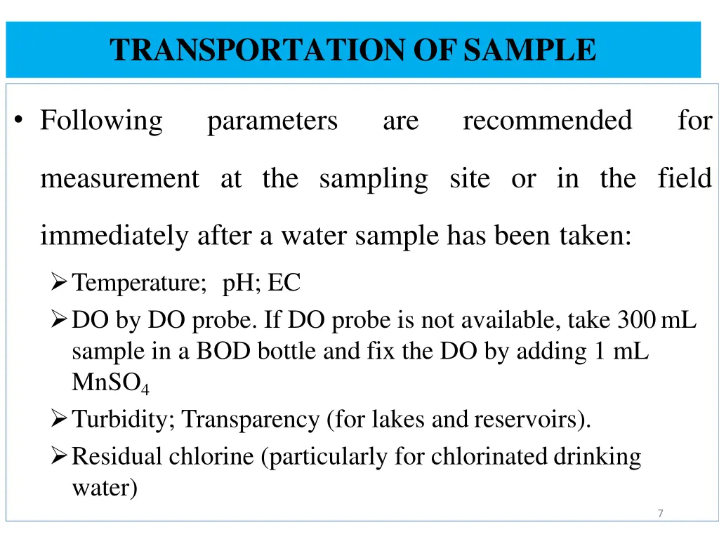 transportation ofsample