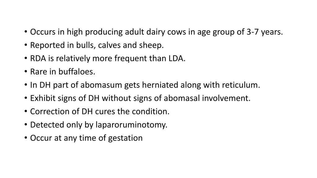 occurs in high producing adult dairy cows