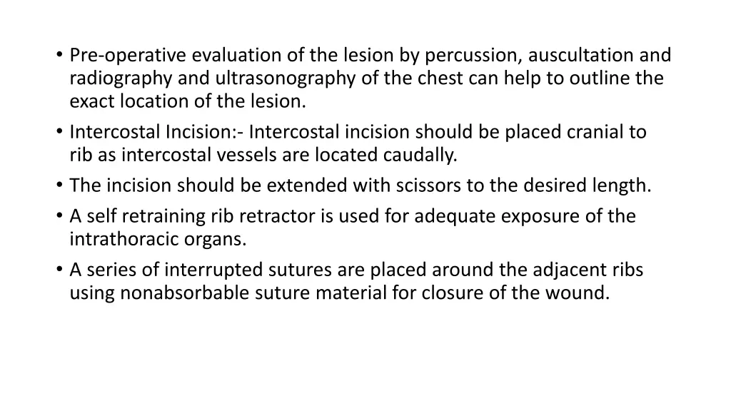 pre operative evaluation of the lesion