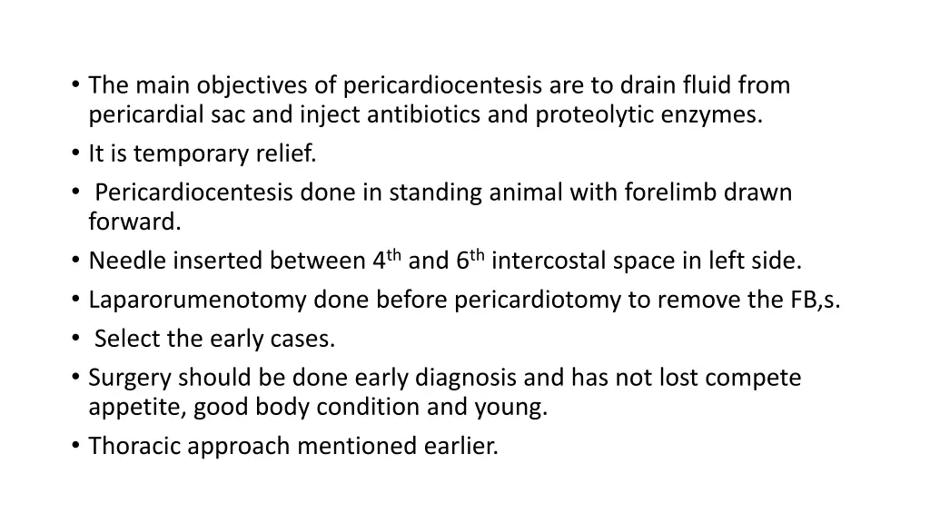 the main objectives of pericardiocentesis