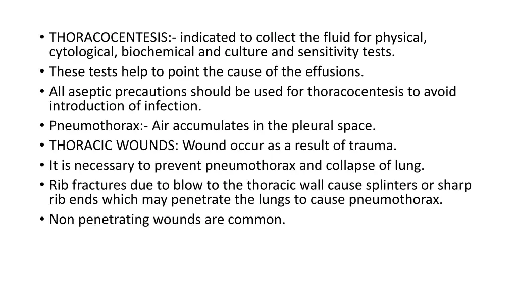 thoracocentesis indicated to collect the fluid