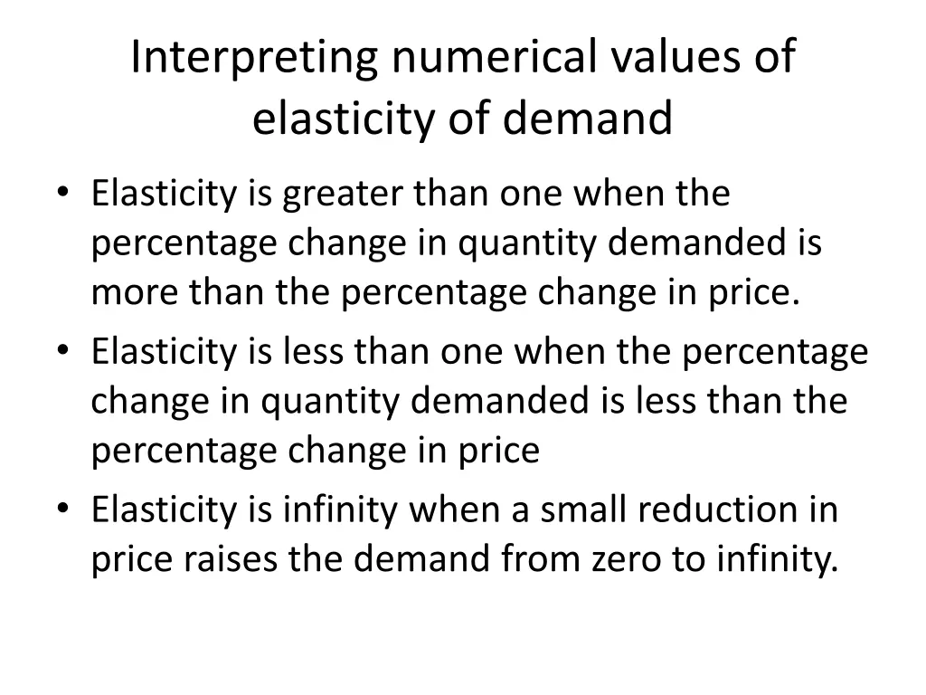 interpreting numerical values of elasticity 1