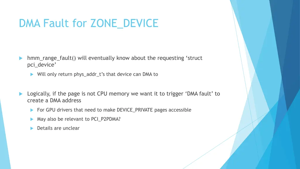 dma fault for zone device