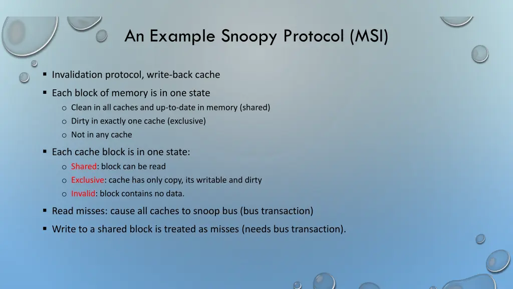 an example snoopy protocol msi