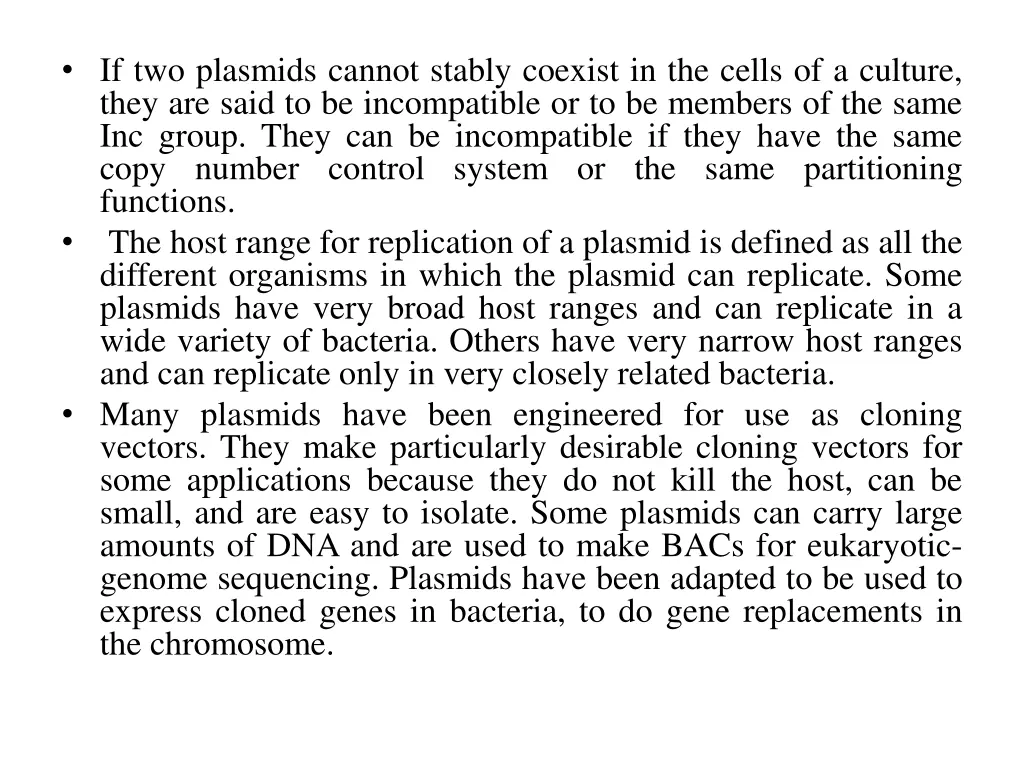 if two plasmids cannot stably coexist