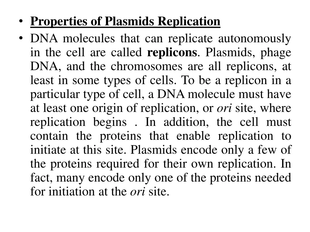 properties of plasmids replication dna molecules