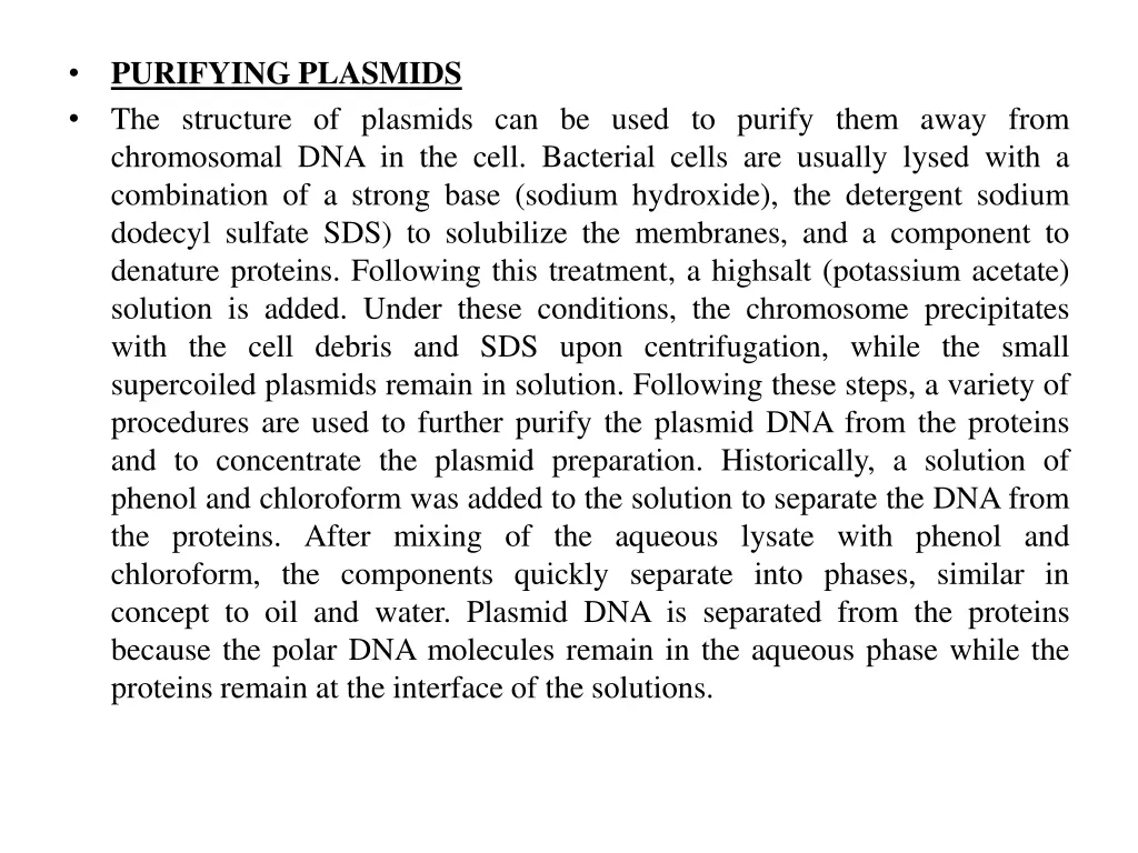 purifying plasmids the structure of plasmids