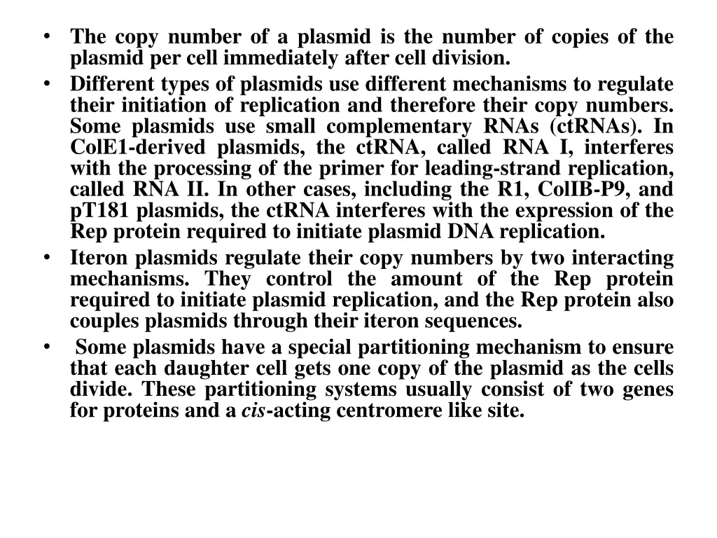 the copy number of a plasmid is the number