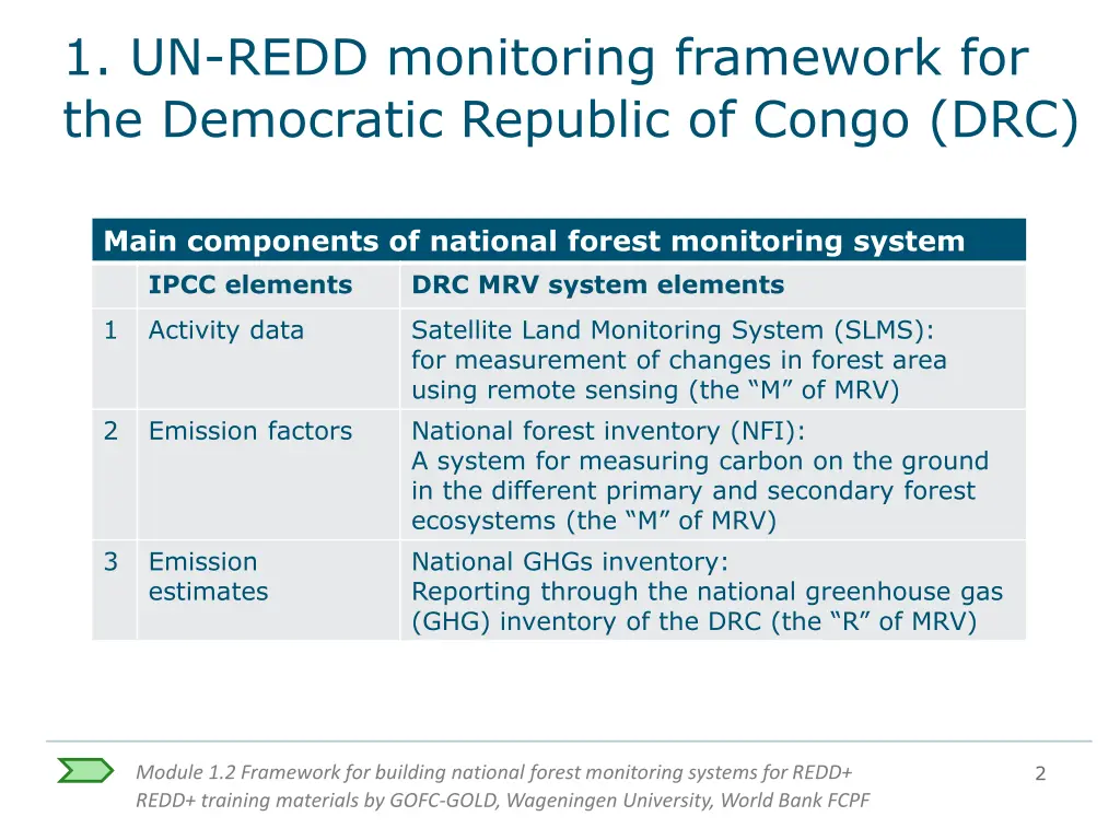 1 un redd monitoring framework for the democratic