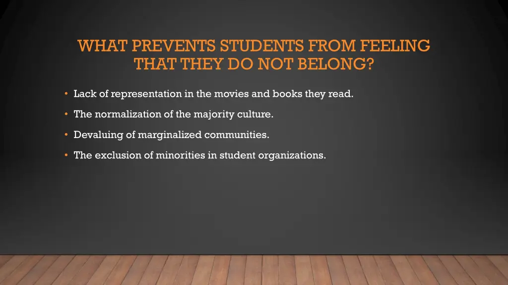 what prevents students from feeling that they