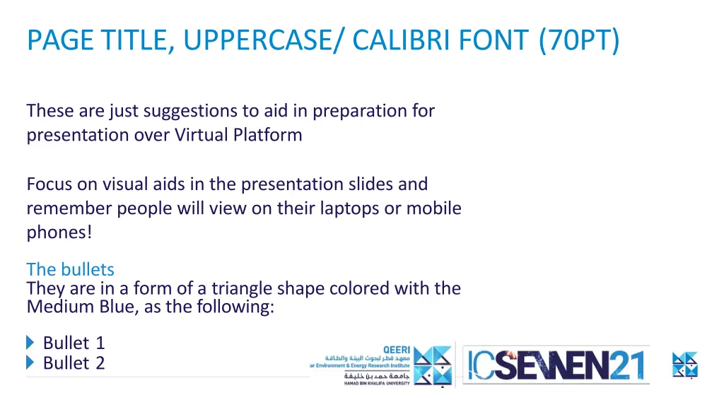 page title uppercase calibri font 70pt